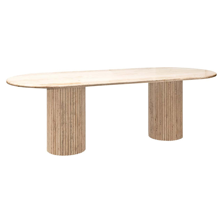 Richmond Interiors La Cantera Organic Beige Travertine Oval Dining Table | 8 Seater