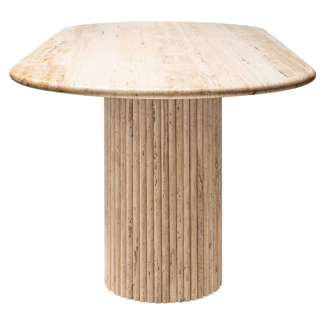 Richmond Interiors La Cantera Organic Beige Travertine Oval Dining Table | 8 Seater