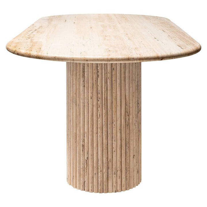 Richmond Interiors La Cantera Organic Beige Travertine Oval Dining Table | 8 Seater