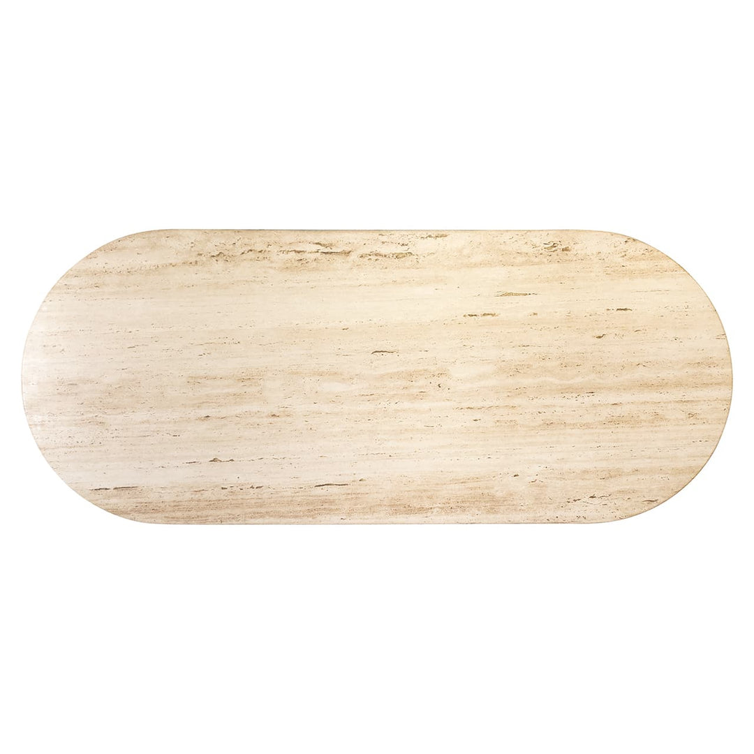 Richmond Interiors La Cantera Organic Beige Travertine Oval Dining Table | 8 Seater