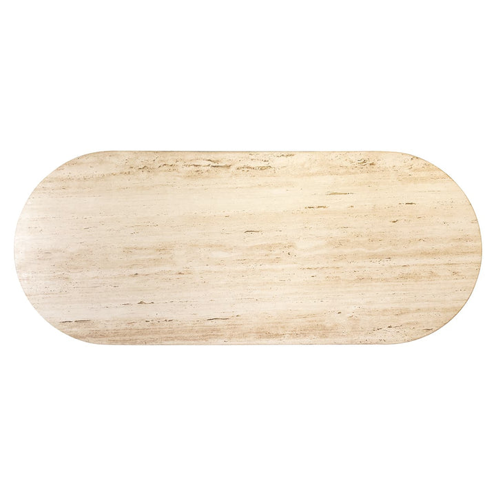 Richmond Interiors La Cantera Organic Beige Travertine Oval Dining Table | 8 Seater