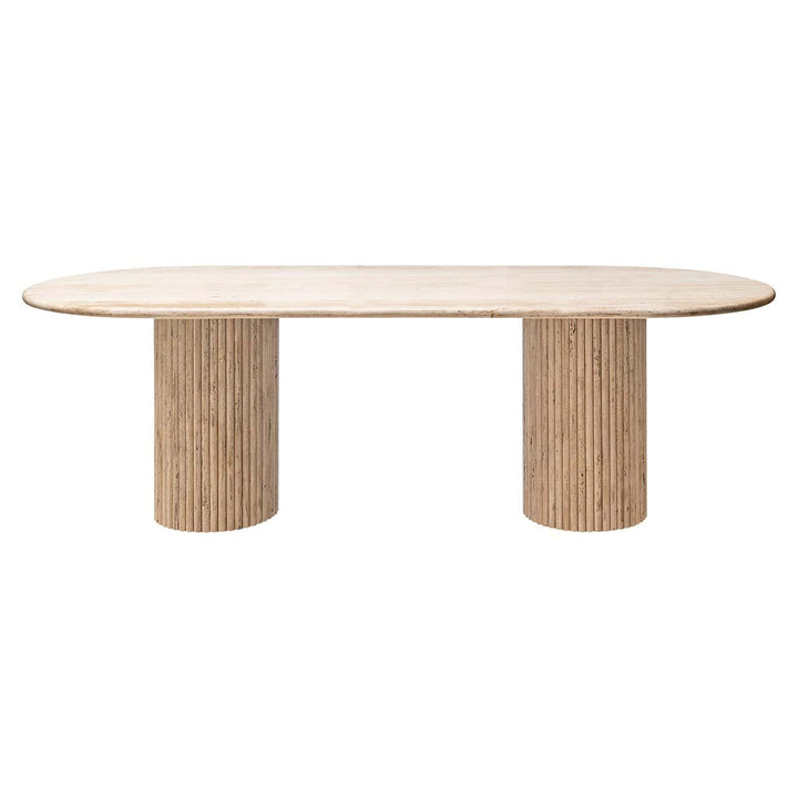 Richmond Interiors La Cantera Organic Beige Travertine Oval Dining Table | 8 Seater
