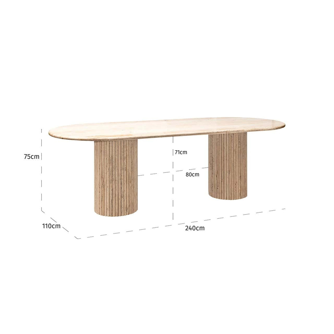 Richmond Interiors La Cantera Organic Beige Travertine Oval Dining Table | 8 Seater