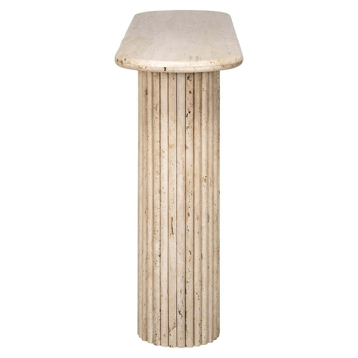 Richmond Interiors La Cantera Organic Beige Travertine Oval Console Table