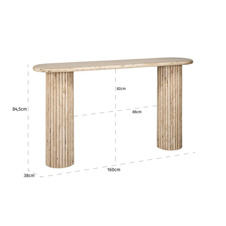 Richmond Interiors La Cantera Organic Beige Travertine Oval Console Table