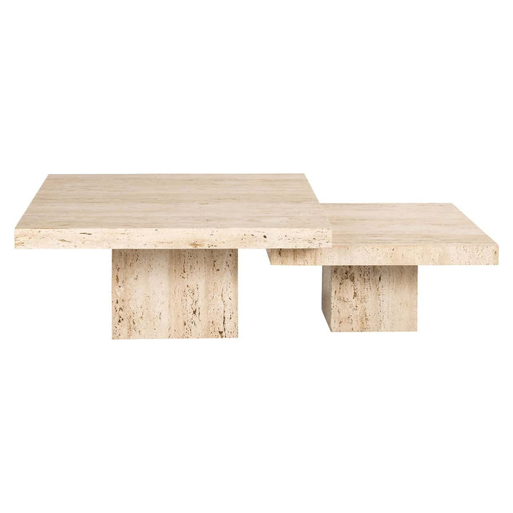 Richmond Interiors La Cantera Organic Beige Travertine Square Coffee Table Nest | Set of 2