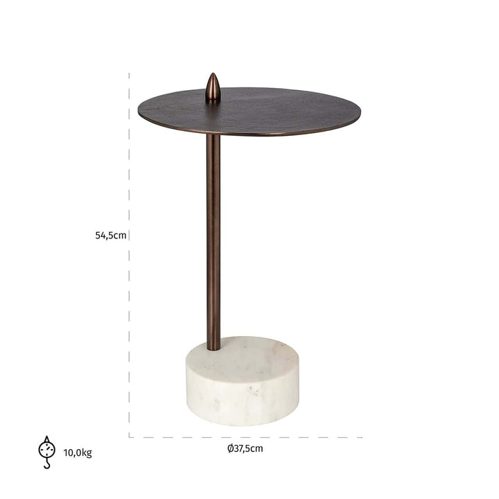 Richmond Interiors Barron Bronze & White Marble Side Table