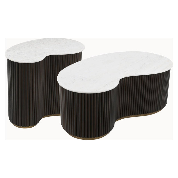 Richmond Interiors Mayfield Brown & White Marble Coffee Table | Set Of 2