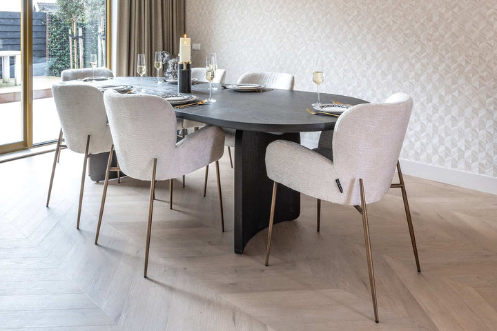 Richmond Interiors Fairmont Dark Coffee Black Oak Wood Dining Table | 10 Seater
