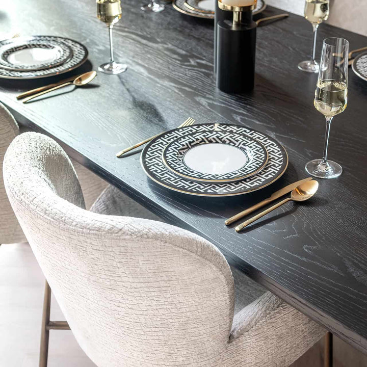 Richmond Interiors Fairmont Dark Coffee Black Oak Wood Dining Table | 10 Seater