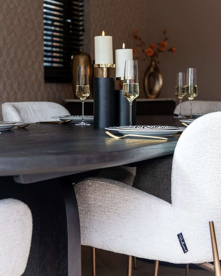 Richmond Interiors Fairmont Dark Coffee Black Oak Wood Dining Table | 10 Seater