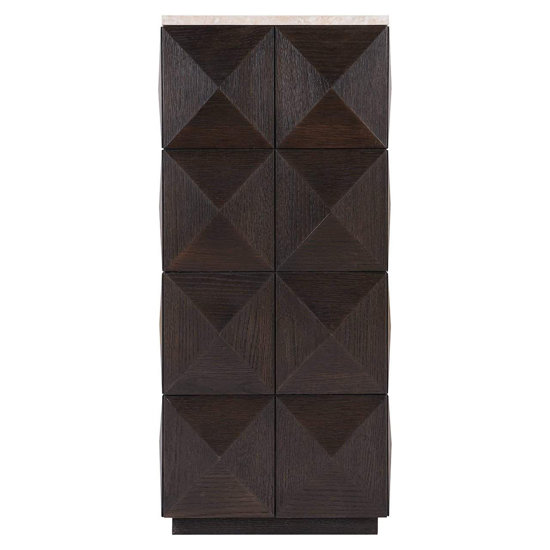 Richmond Interiors Claremont Brown Oak Wood & Stone Column Side Table