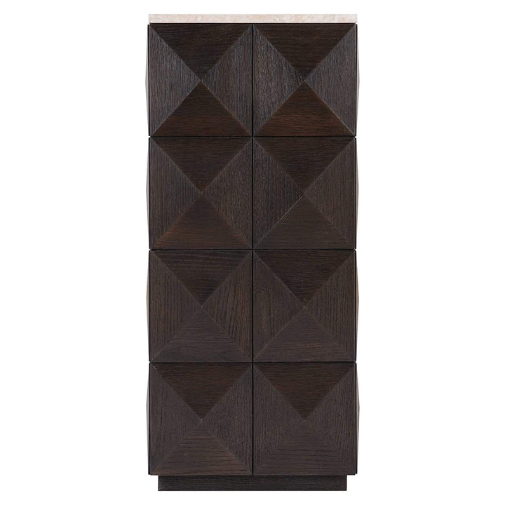 Richmond Interiors Claremont Brown Oak Wood & Stone Column Side Table
