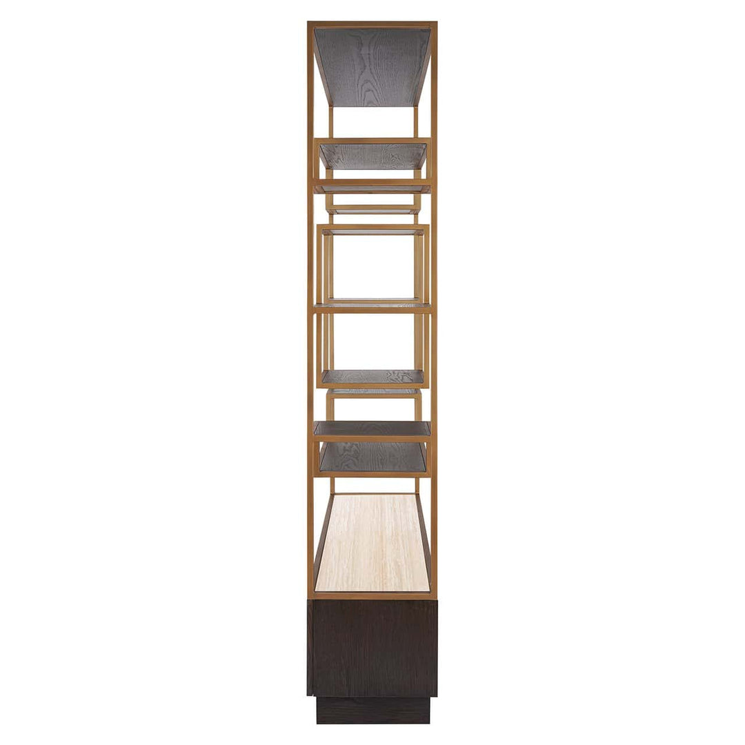 Richmond Interiors Claremont Gold & Brown Oak Wood Display Unit