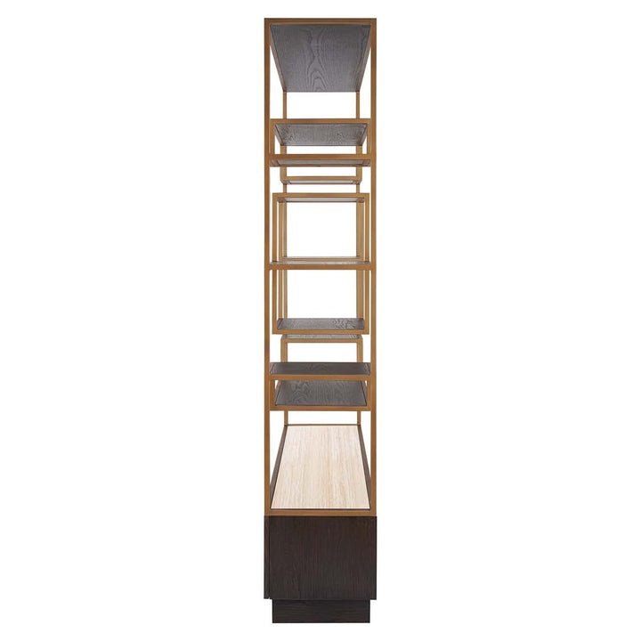 Richmond Interiors Claremont Gold & Brown Oak Wood Display Unit