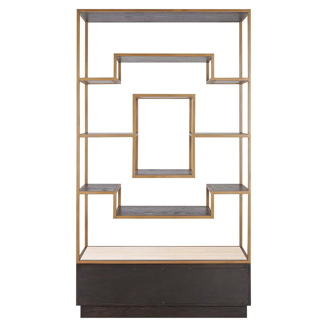 Richmond Interiors Claremont Gold & Brown Oak Wood Display Unit