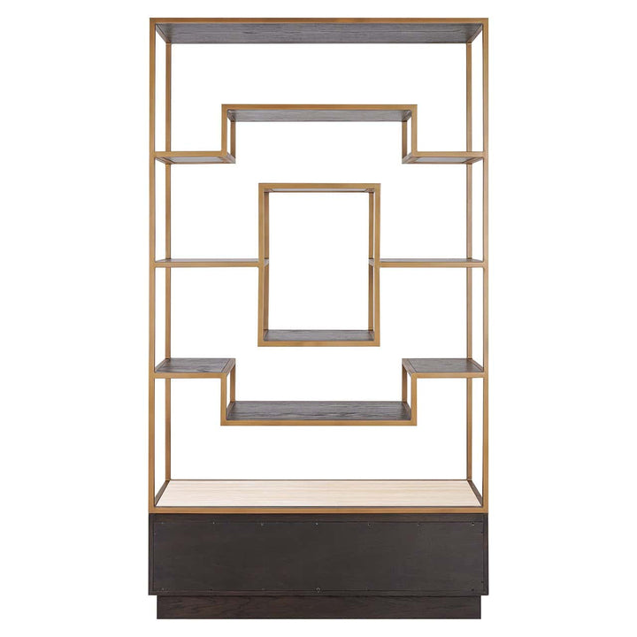 Richmond Interiors Claremont Gold & Brown Oak Wood Display Unit
