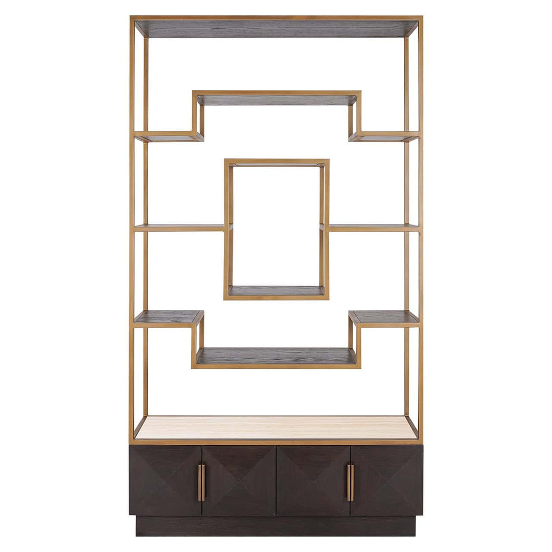 Richmond Interiors Claremont Gold & Brown Oak Wood Display Unit