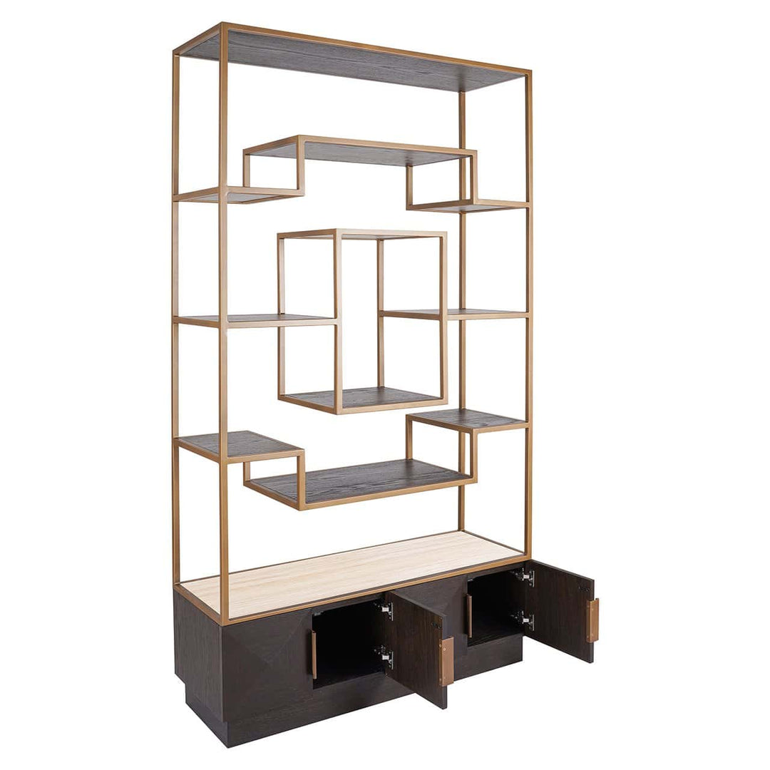 Richmond Interiors Claremont Gold & Brown Oak Wood Display Unit