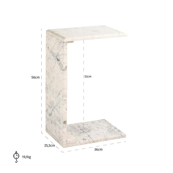 Richmond Interiors Tovek White Marble C Shape Side Table
