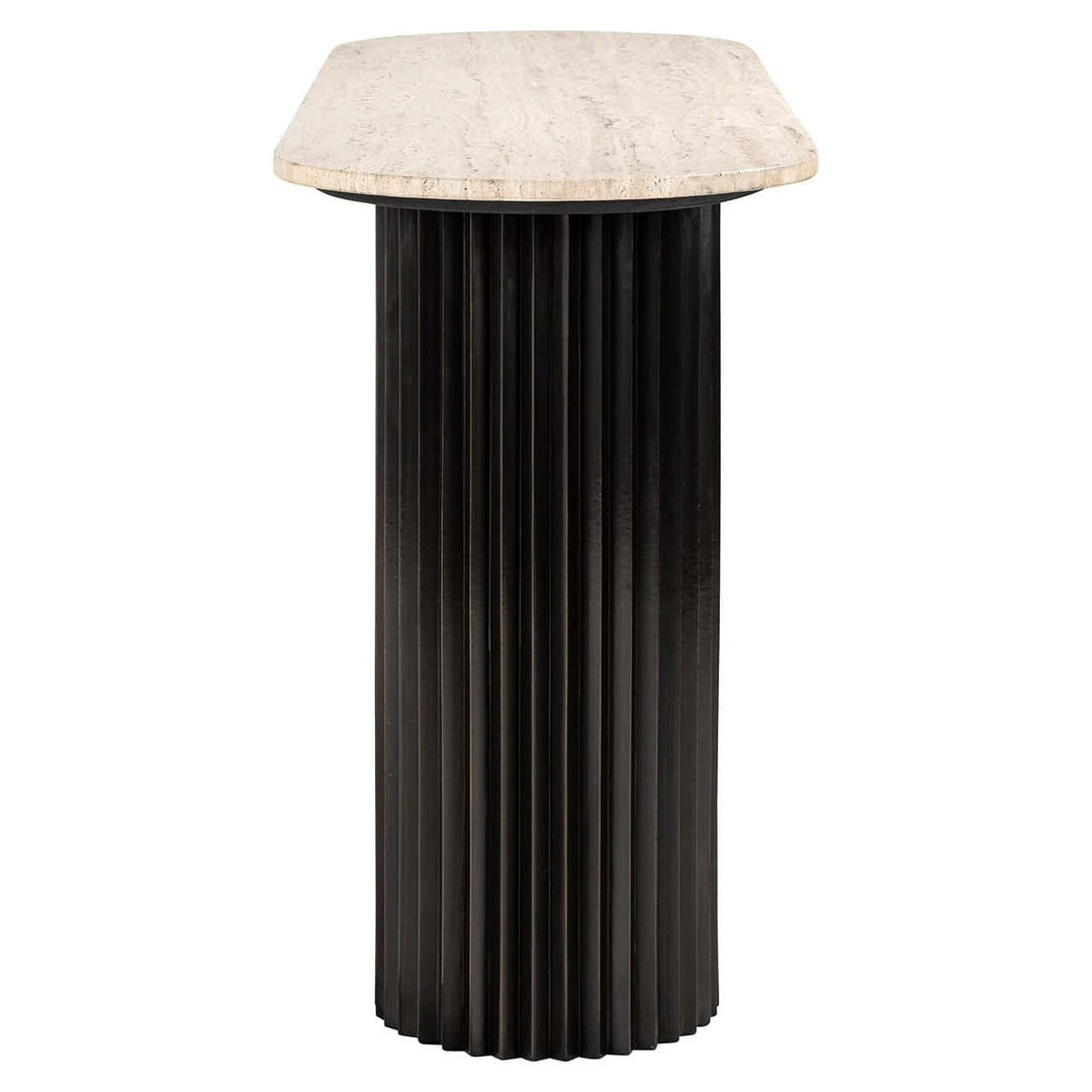Richmond Interiors Hampton Black Wood & Beige Travertine Console Table