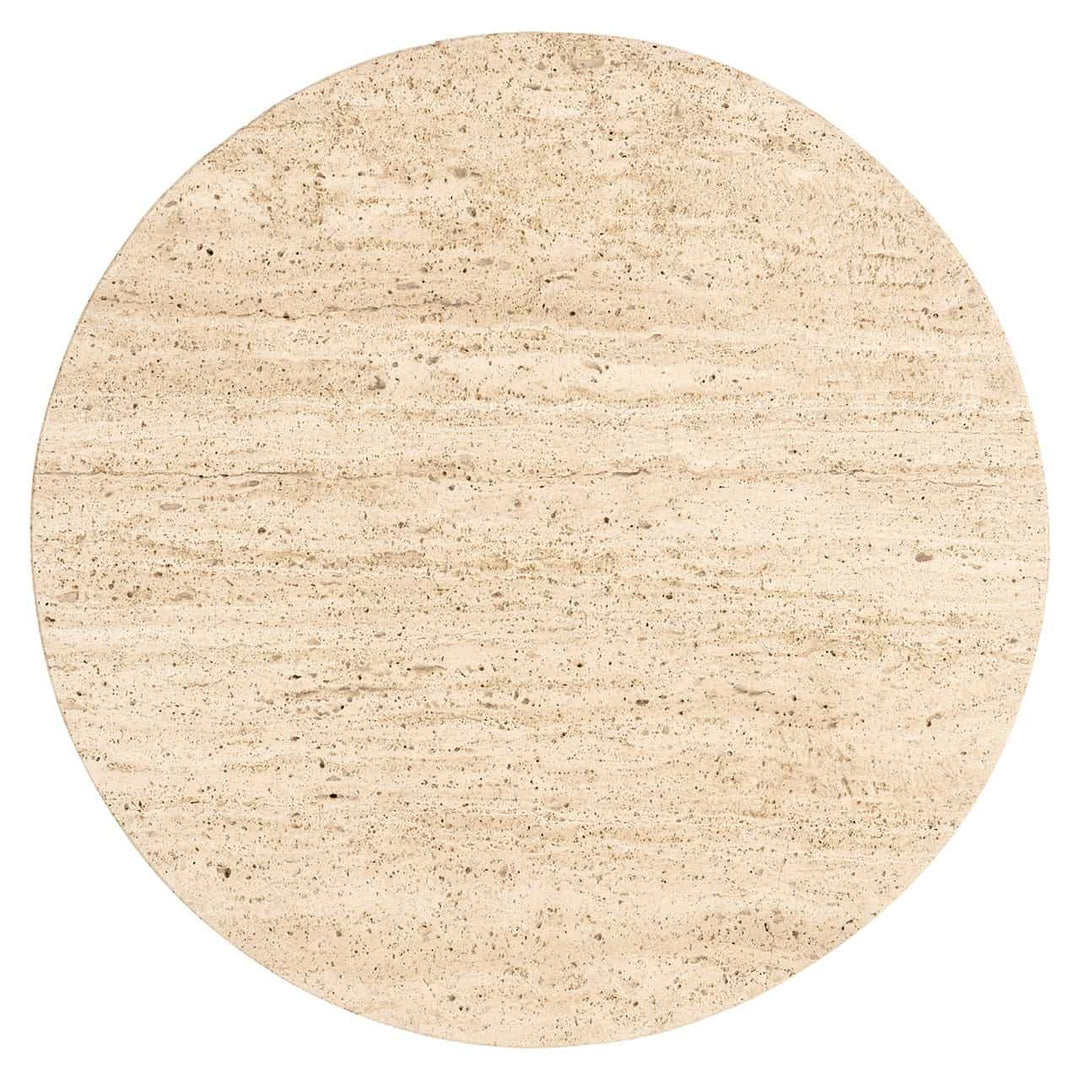 Richmond Interiors Hampton Black Wood & Beige Travertine Round Side Table