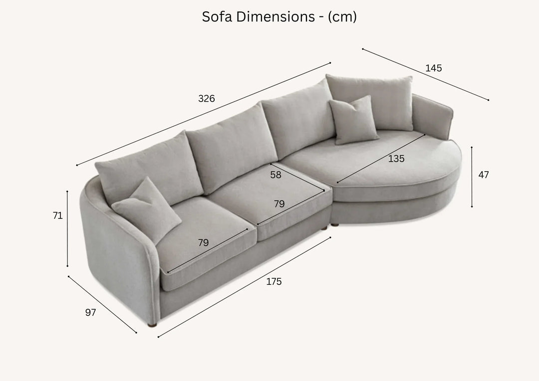 The Pebble Grey Boucle Corner Premium Sofa Fabric