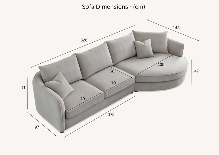 The Pebble Taupe Boucle Corner Premium Sofa Fabric