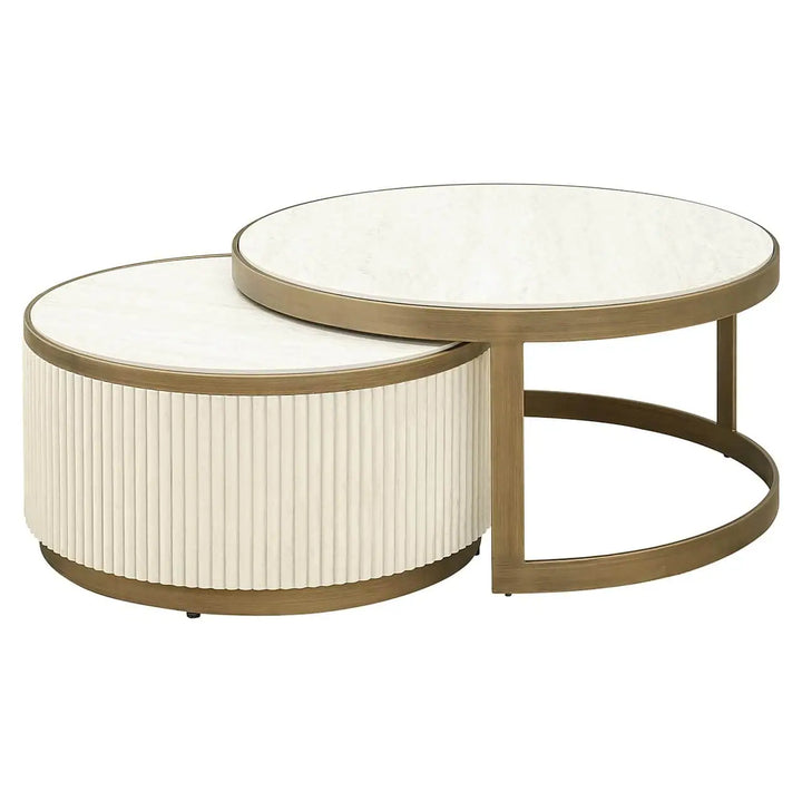 Richmond Interiors Tivoli White Nest Of Circular Coffee Tables Set of 2