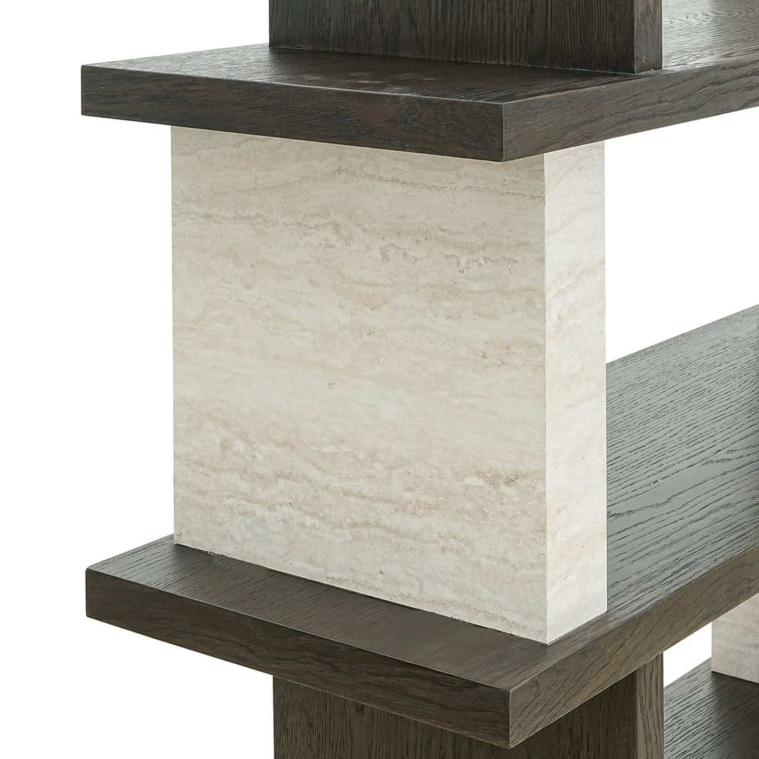 Richmond Interiors Waldorf Brown Oak Wood & Stone Display Unit