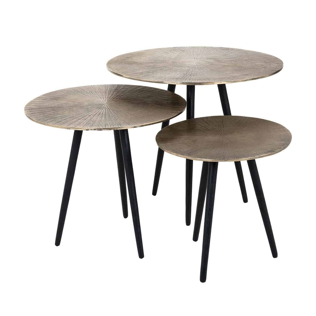 Richmond Interiors Finn Champagne Gold Coffee Tables Nest | Set of 2