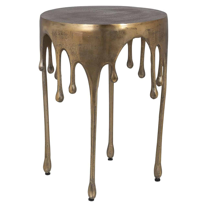 Richmond Interiors Carly Brushed Gold Paint Drip Side Table