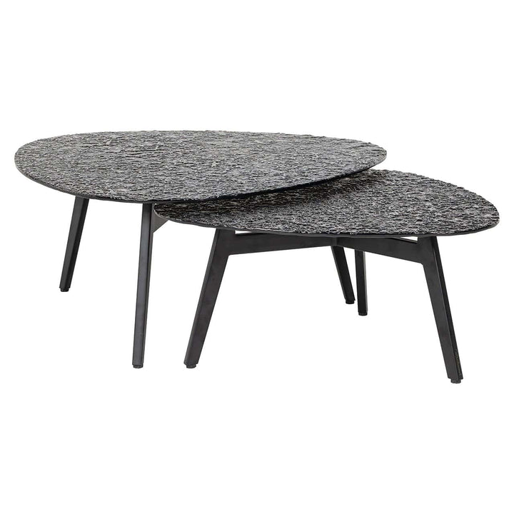 Richmond Interiors Riley Plectrum Smoked Glass Coffee Table Nest | Set of 2