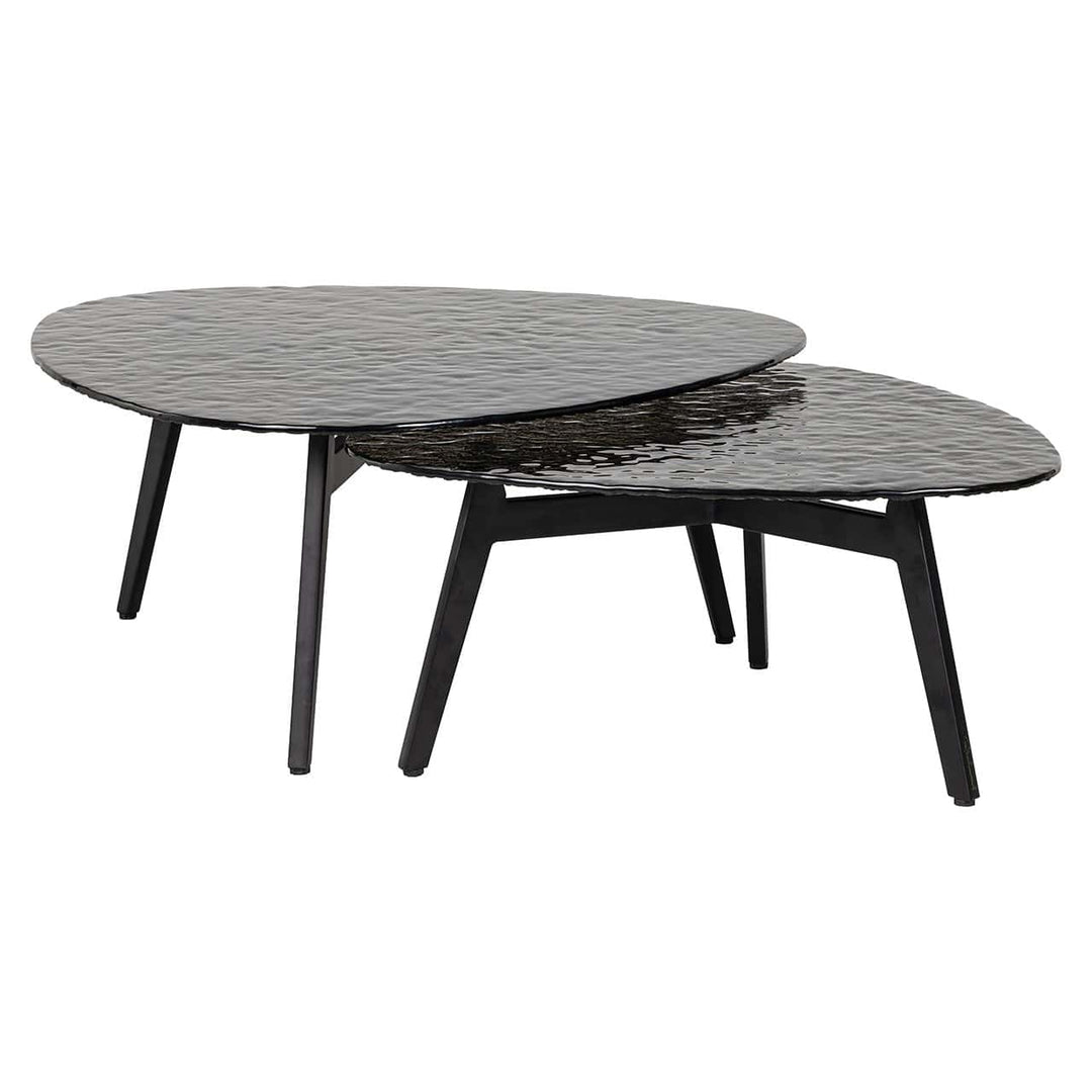 Richmond Interiors Riley Plectrum Smoked Glass Coffee Table Nest | Set of 2