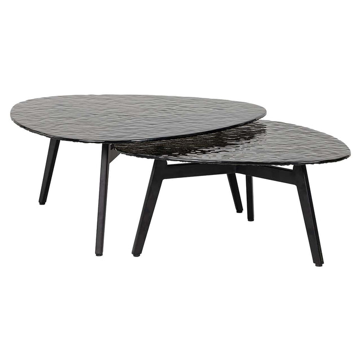 Richmond Interiors Riley Plectrum Smoked Glass Coffee Table Nest | Set of 2