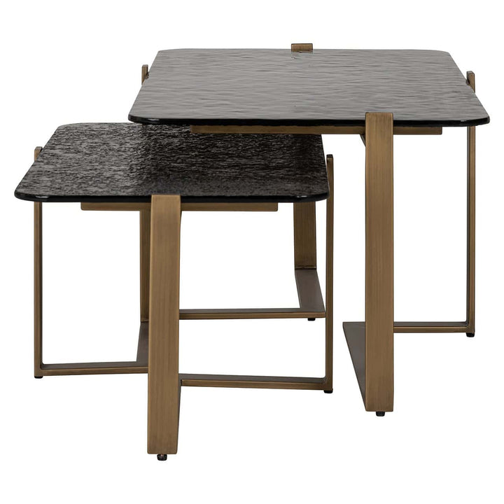 Richmond Interiors Sterling Bronze & Smoked Glass Coffee Table Nest | Set of 2