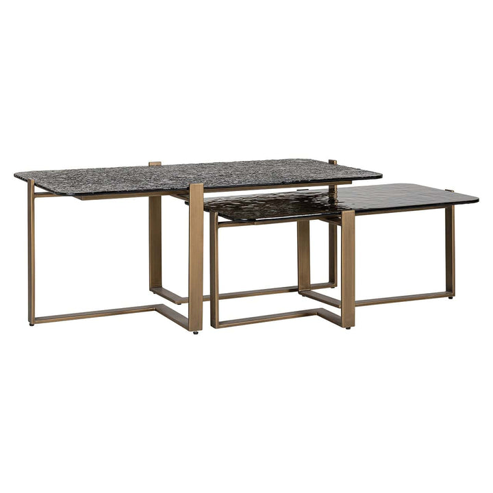 Richmond Interiors Sterling Bronze & Smoked Glass Coffee Table Nest | Set of 2
