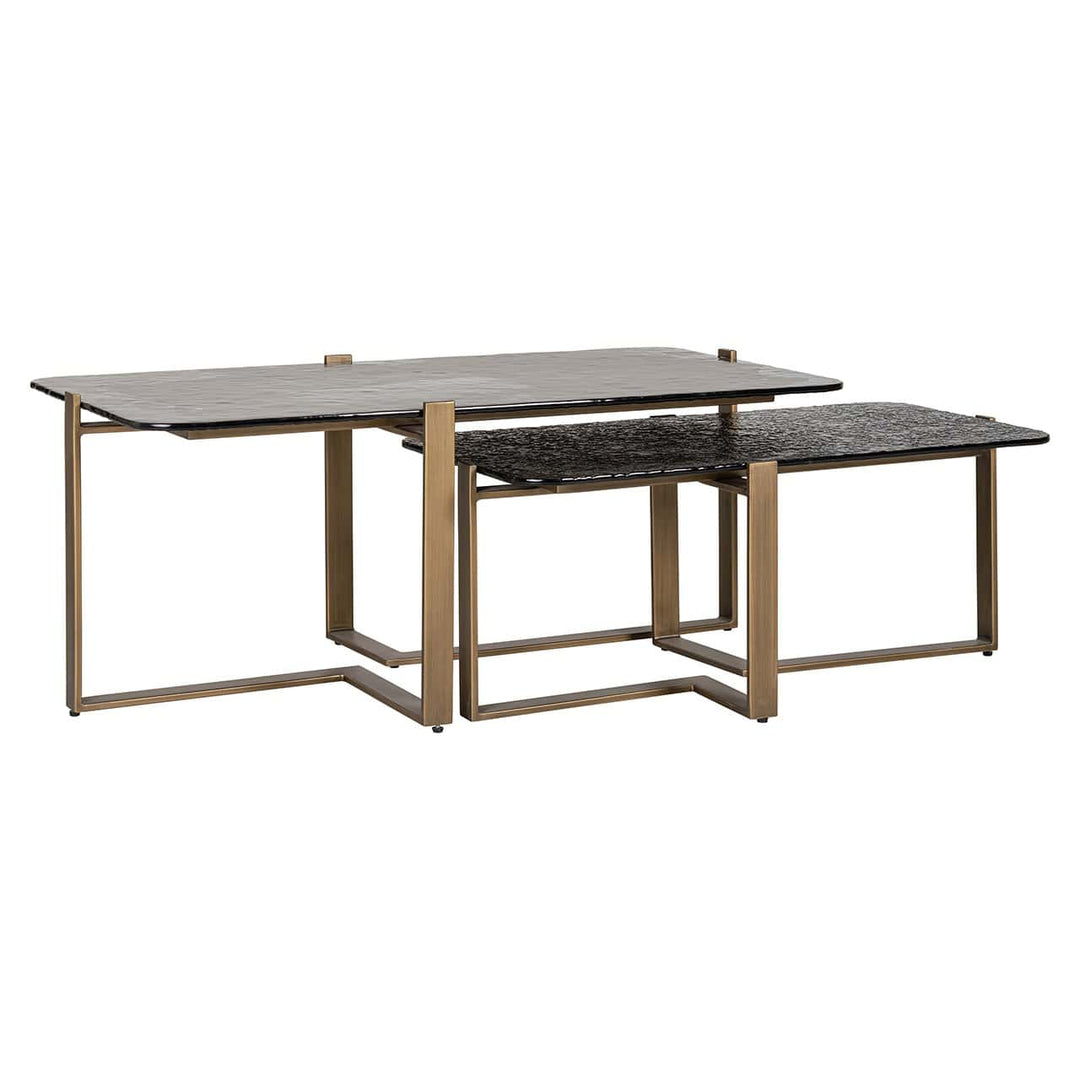 Richmond Interiors Sterling Bronze & Smoked Glass Coffee Table Nest | Set of 2