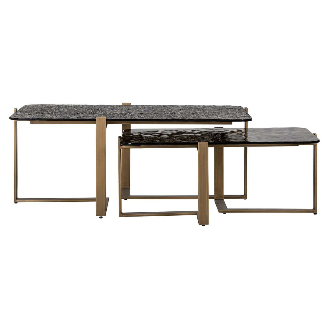 Richmond Interiors Sterling Bronze & Smoked Glass Coffee Table Nest | Set of 2