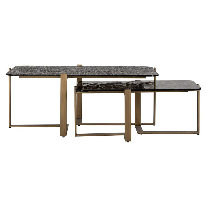 Richmond Interiors Sterling Bronze & Smoked Glass Coffee Table Nest | Set of 2