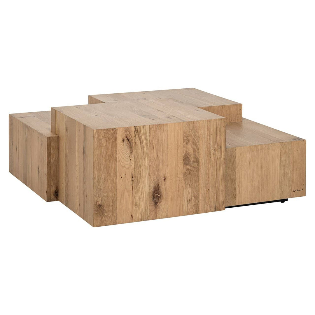 Richmond Interiors Lennox Stacked Blocks Solid Oak Wood Coffee Table