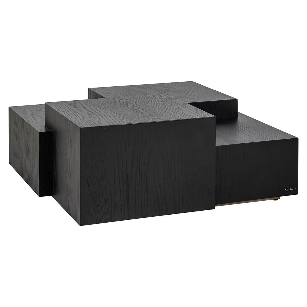 Richmond Interiors Lennox Stacked Blocks Black Solid Oak Wood Coffee Table