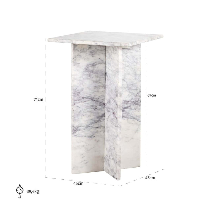 Richmond Interiors Holmes White Marble Square Side Table