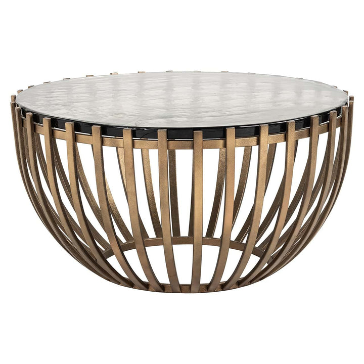Richmond Interiors Volante Gold & Clear Glass Top Round Coffee Table