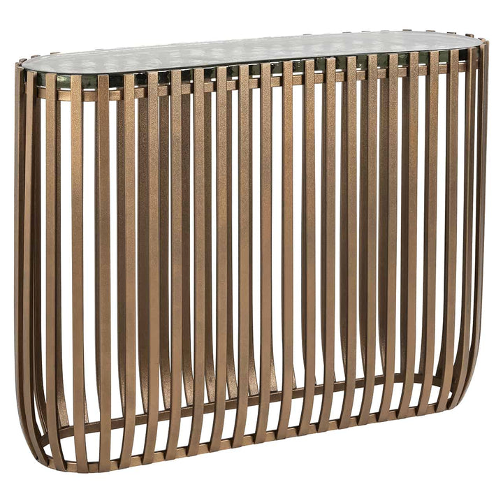 Richmond Interiors Volante Gold & Clear Glass Top Console Table