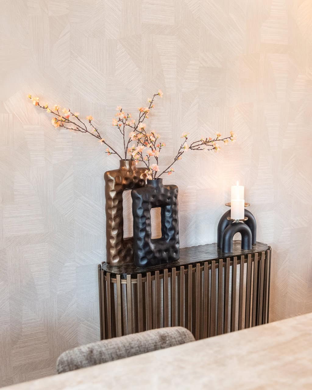 Richmond Interiors Volante Gold & Clear Glass Top Console Table