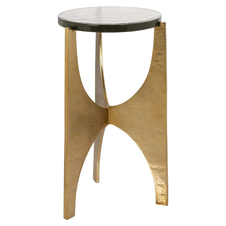 Richmond Interiors Avery Brushed Gold & Glass Round Side Table