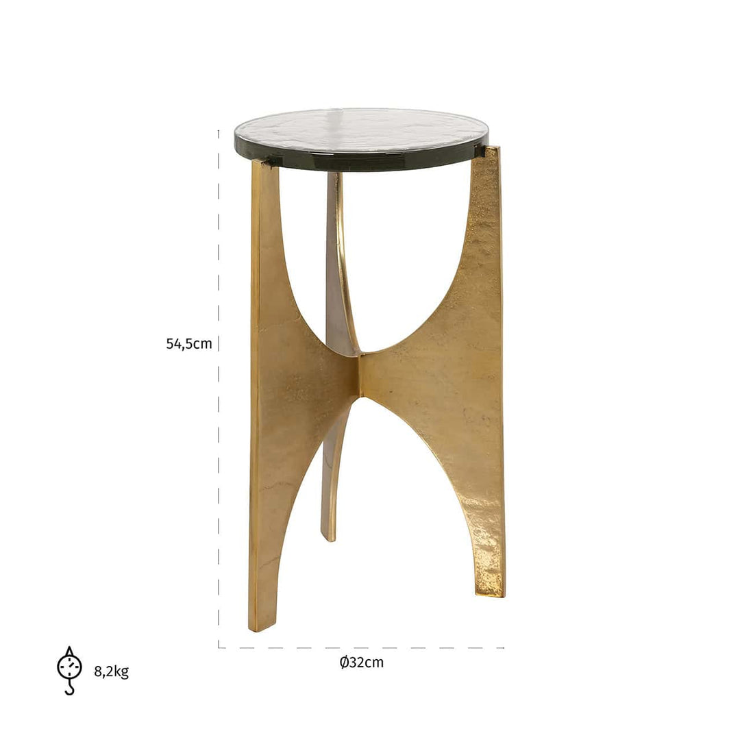 Richmond Interiors Avery Brushed Gold & Glass Round Side Table
