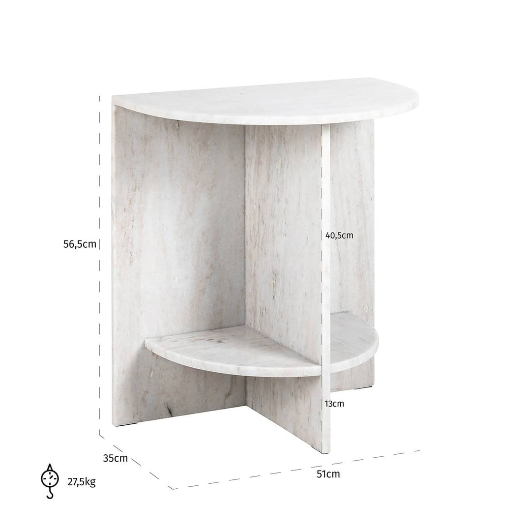 Richmond Interiors Lansky White Rajasthan Marble Side Table