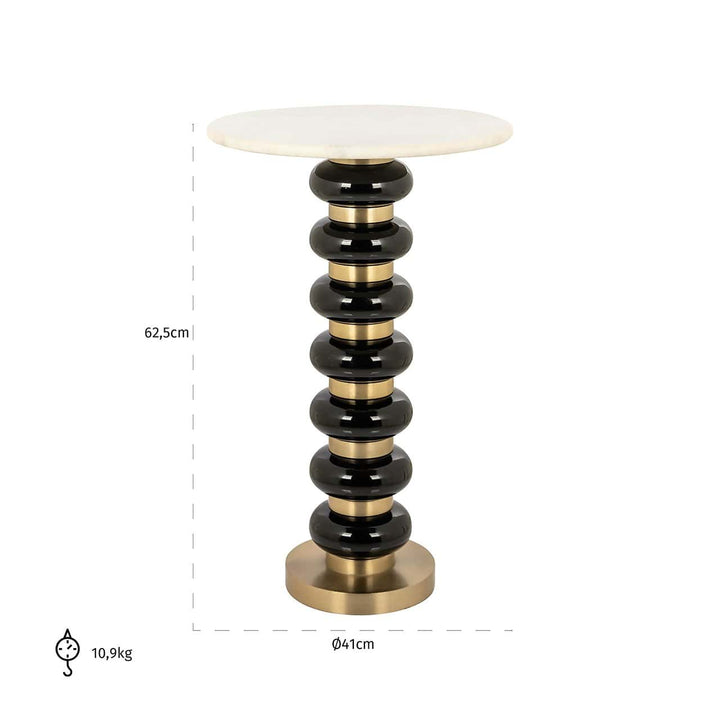 Richmond Interiors Barbara Black Glass & Gold Round Side Table